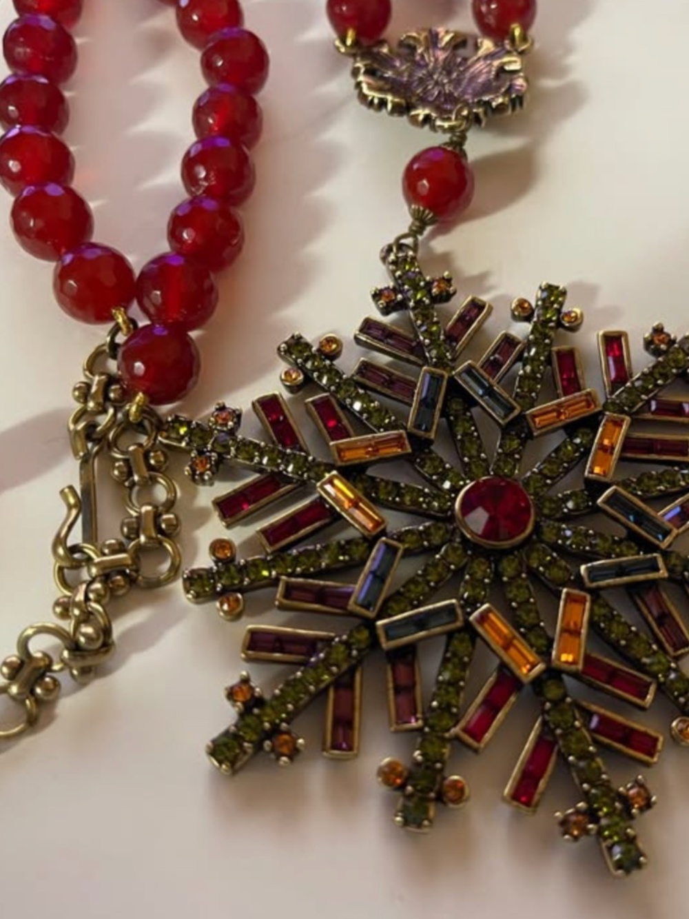 Heidi Daus (signed on back see image) Garnet and Snowflake Necklace